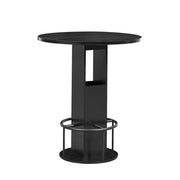 Tavolo da pranzo rotondo 4 posti con vani contenitore - in truciolato e acciaio - 80 cm - nero