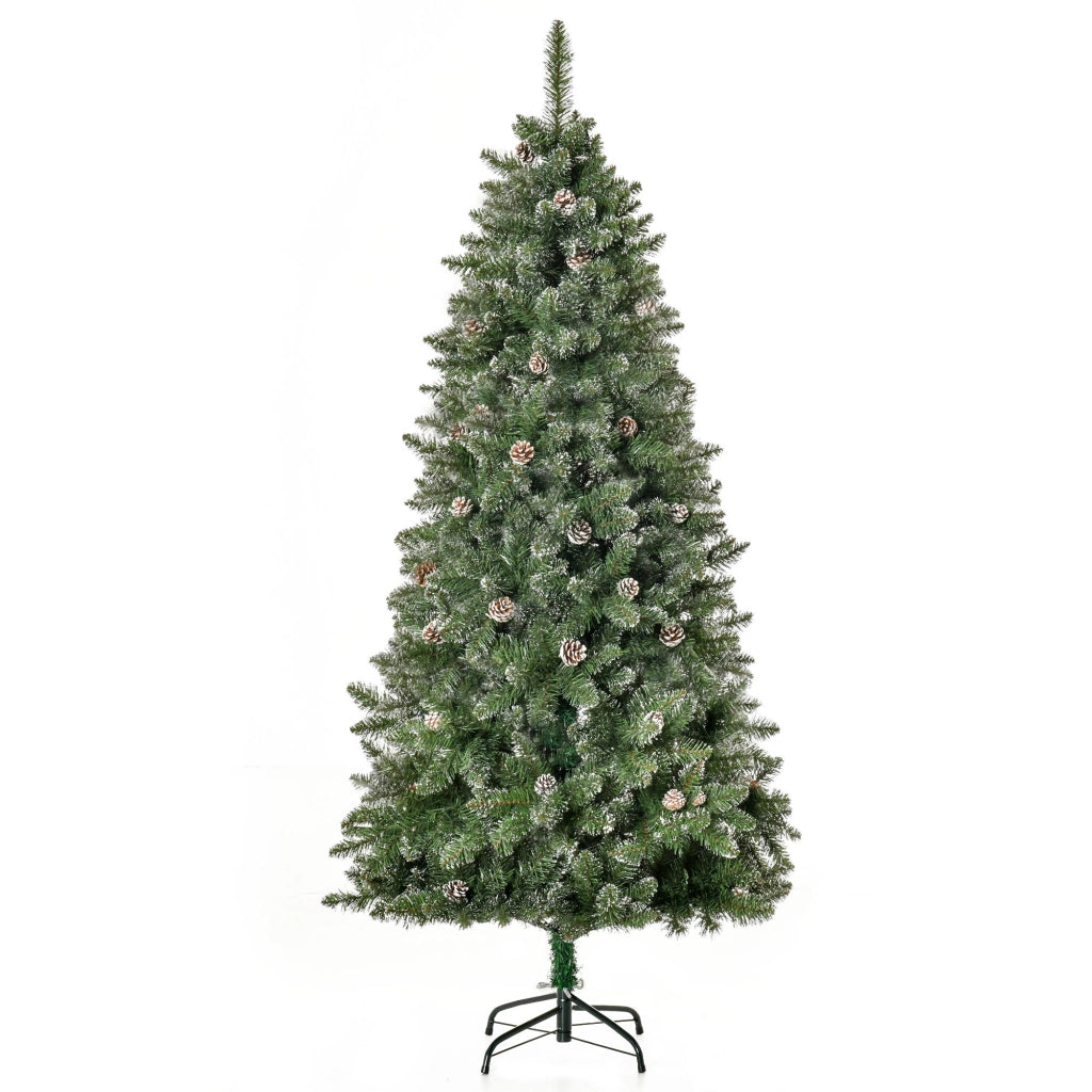 Albero di Natale Artificiale ¨C zephmum ¨C Effetto Neve 180 cm con 50 Pigne e 718 Rami Imitazione Nordmann