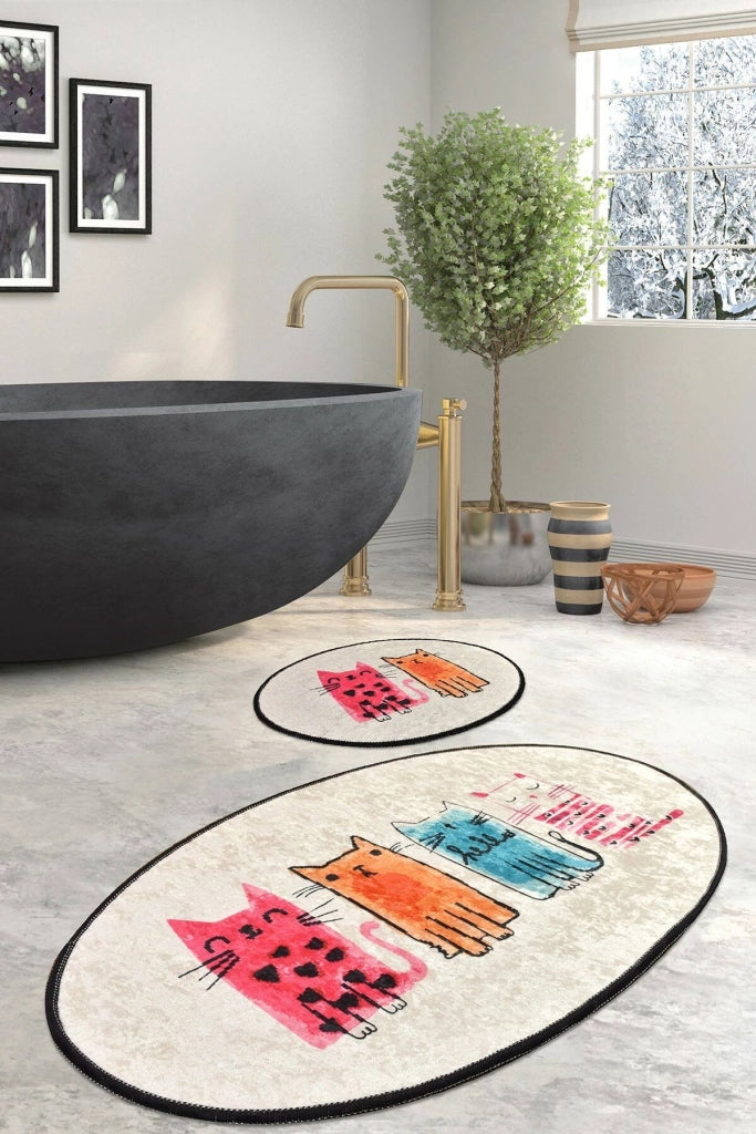 Pekin, Tappeto da Bagno Lavabile in Lavatrice, 60x100 cm Multicolore