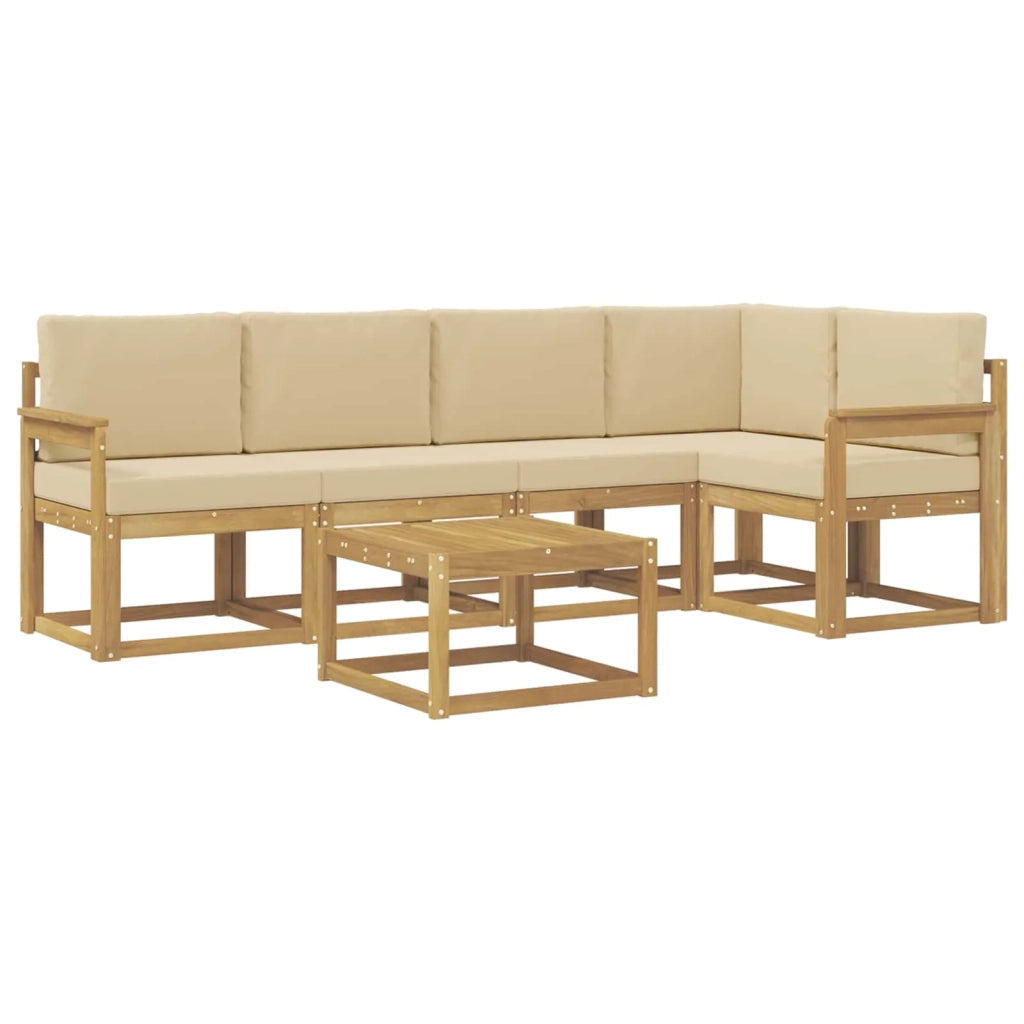 Set di divani da esterno 6 pz Bianco e Beige 3387657
