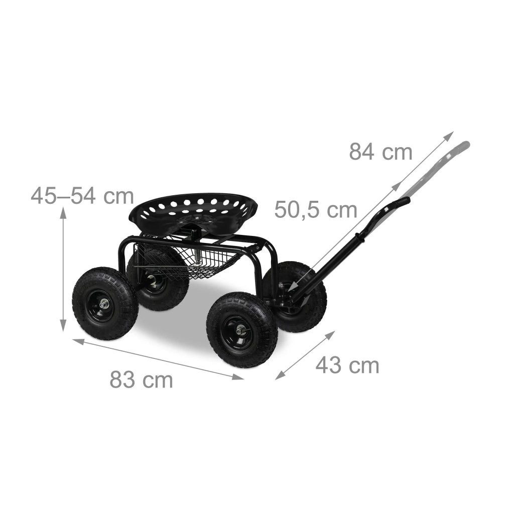 Set di 1 sedile rotante da giardino regolabile 45-54 x 43 x 82 cm pratico con cestino portaoggetti in acciaio verde 13_0016092
