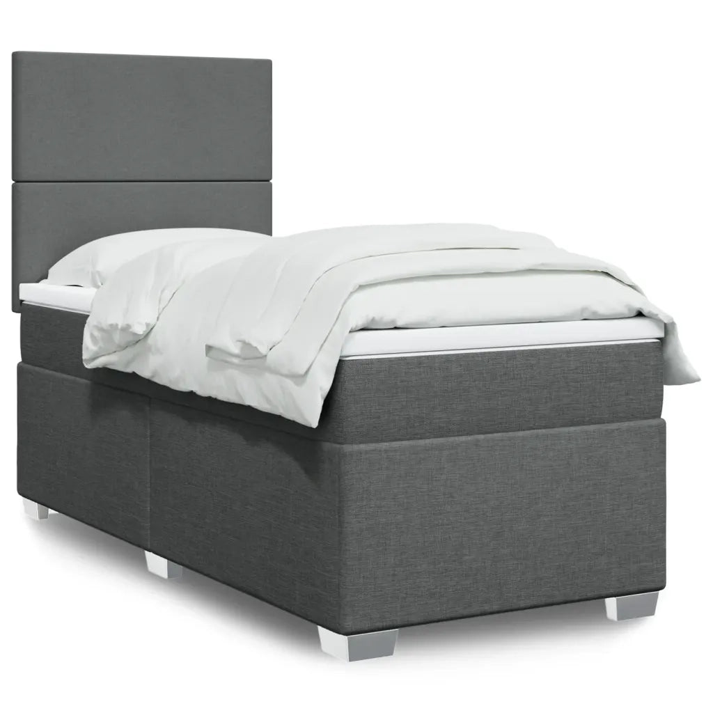 Giroletto a Molle con Materasso Grigio Scuro 90x190 cm Tessuto 3290337