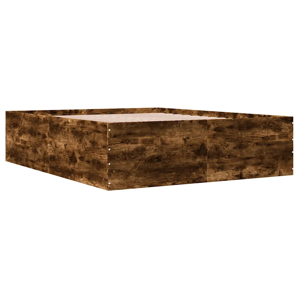 Letto matrimoniale | Letto per adulti | Giroletto Rovere Fumo 150x200 cm in Legno Multistrato