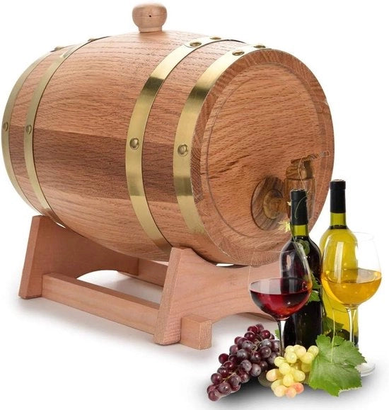 Dispensatore di Whisky in Legno di Quercia 3L per Affinamento del Vino e Degustazione del Whisky - Vaso Decorativo in Legno per Rum, Tequila e Altri - Punto di Focalizzazione Stilosa per l'Intrattenimento - Qualità Duratura con Spirito di Gloria Passata