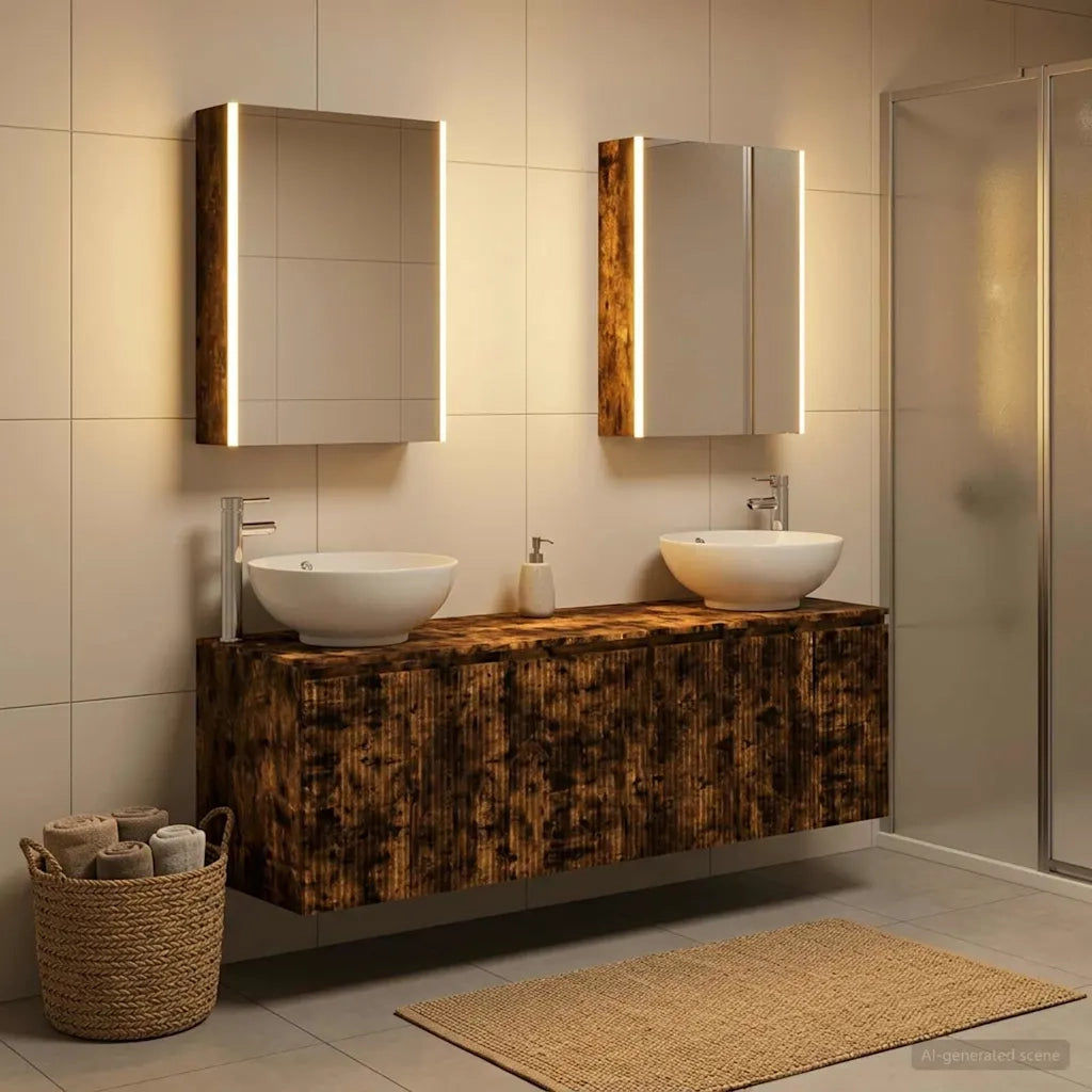 Set di Armadi da Bagno 5 pcs Rovere Fumo Legno ingegnerizzato 3406491
