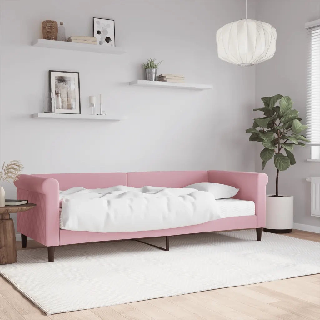 Divano letto | Sof¨¤ letto | Letto singolo con Materasso Rosa 80x200 cm in Velluto
