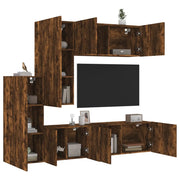 Mobili TV a Muro 5pz Rovere Fumo in Legno Multistratocod mxl 86245