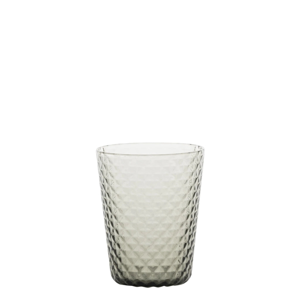 Zafferano Set 6 Tumbler Collezione Isolano in vetro soffiato artigianale lavorato a mano color grigio con texture effetto diamante di alta qualità