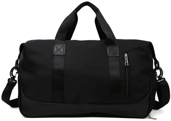 Borsa Sport per Viaggio - 47 x 22 x 25 cm - Borsa per la Spalla - Borsa per la Spalla con Tasca per Scarpe - Impermeabile e Duraturo - Idonea per Uomo e Donna - Adatta per Nuoto e Viaggio - Nero - 47*22*25cm