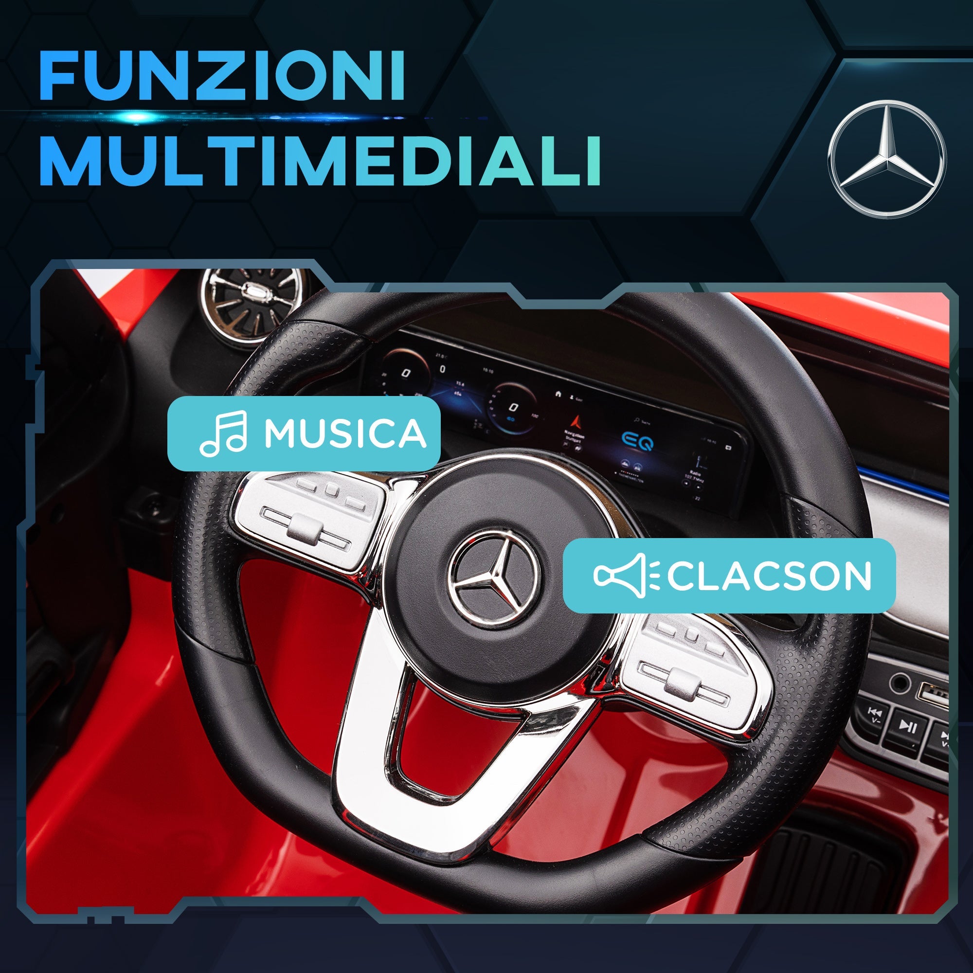Macchina Elettrica per Bambini 12V con licenza Mercedes EQA Rossa