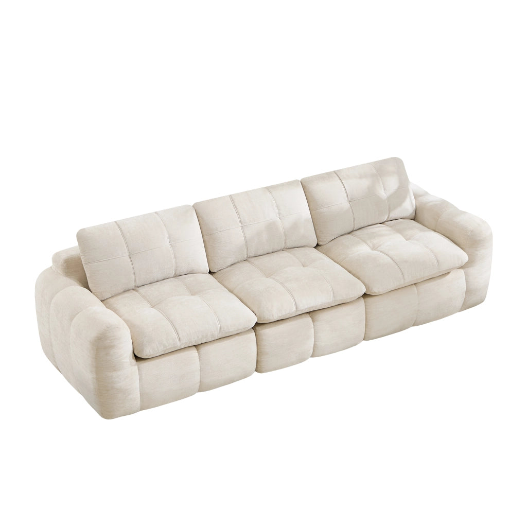 Divano modulare 3 posti - con seduta ergonomica e schienale morbido - in chenille beige