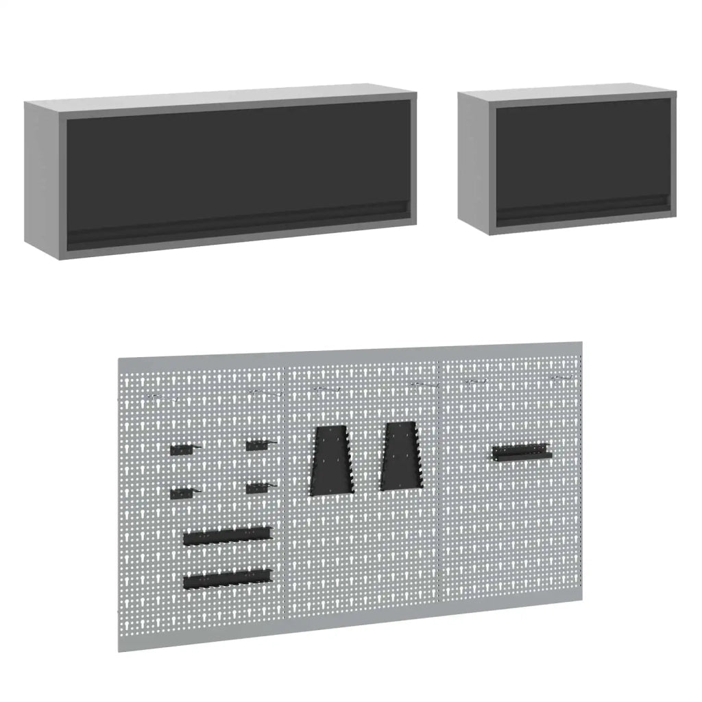 Set di mobili da lavoro con cassetto con blocco 8 pcs Nero 3321468