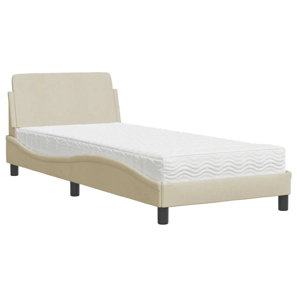 Letto con Materasso Dover Crema 80x200 cm in Tessuto