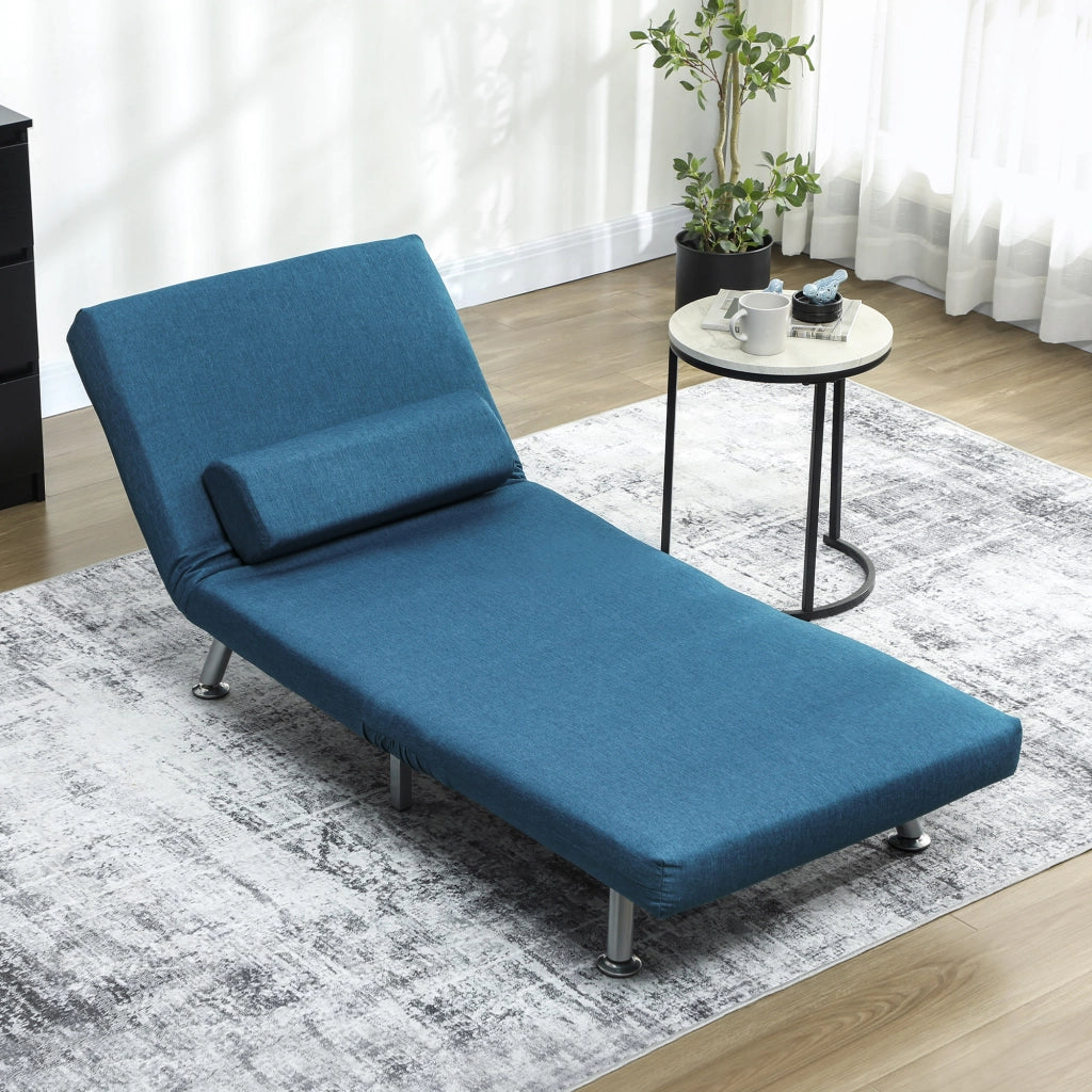 Poltrona letto 1 posto con cuscino blu ¨C Zephmum ¨C Tessuto blu