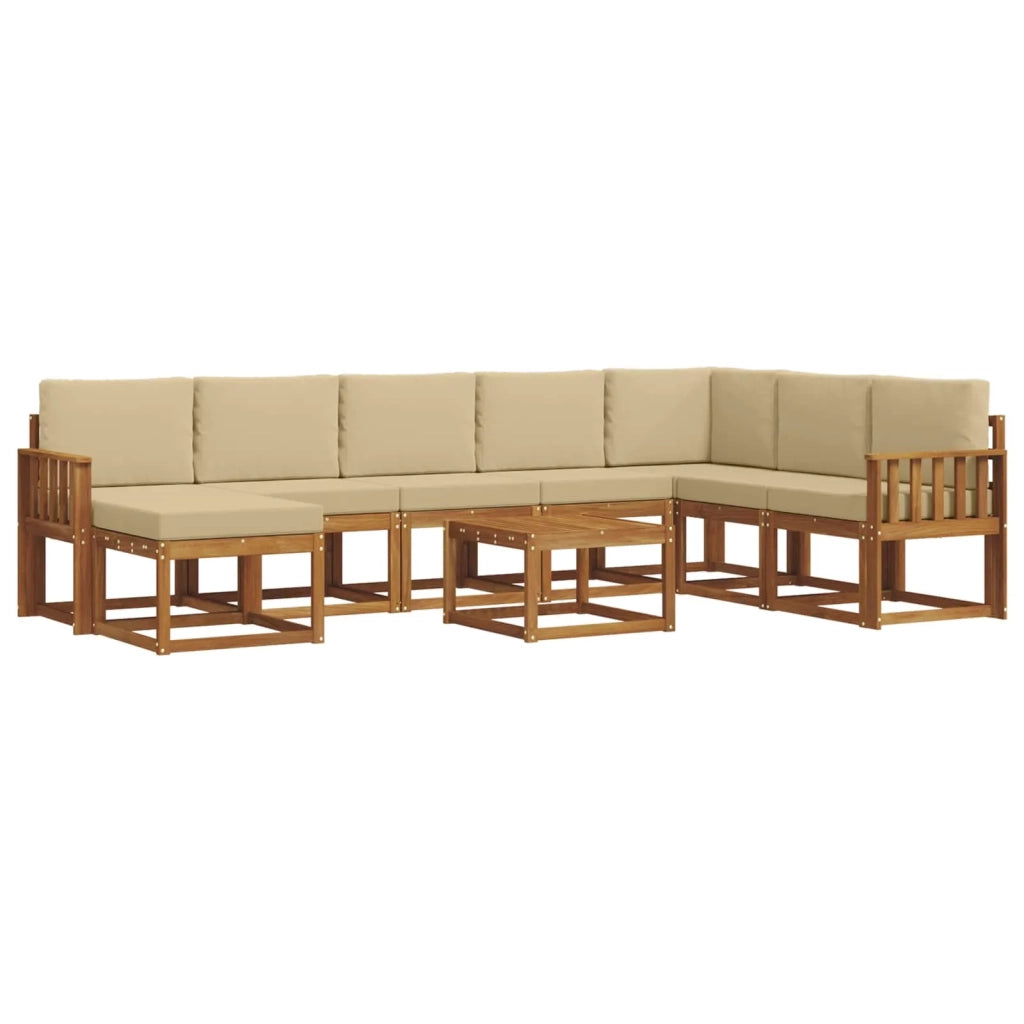 Set di divani da esterno con cuscino 9 pcs Naturale e Beige 3366846