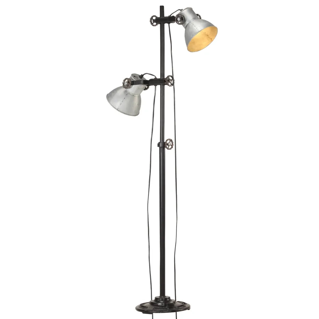Lampada da Pavimento con 2 Paralumi Argento E27 in Ghisa cod mxl 61289