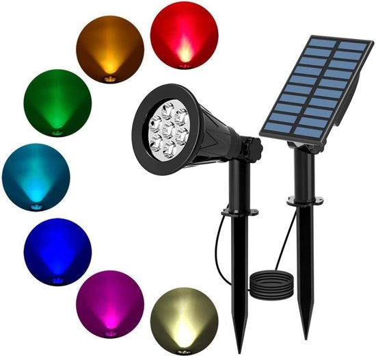Lampada Esterna a LED 7 Colori con Regolazione Automatica di Accensione e Spegnimento, 180 gradi Regolabile, Installazione Separata per Illuminazione Esterna e Interna
