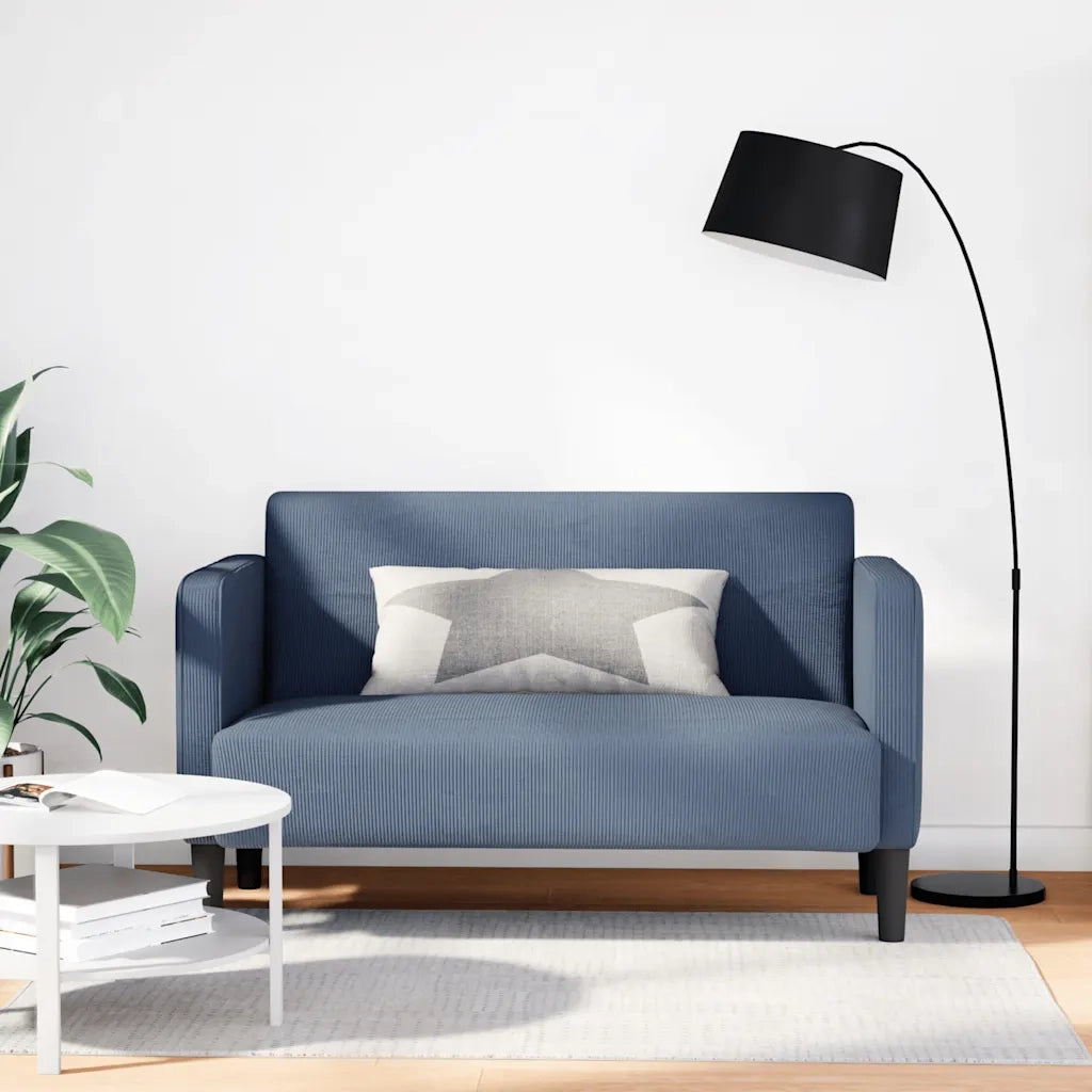 Divano Divanetto Blu 109 cm Tessuto di Velluto a Coste