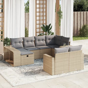 Set Divano da Giardino 10 pz con Cuscini Beige in Polyrattan 3326063