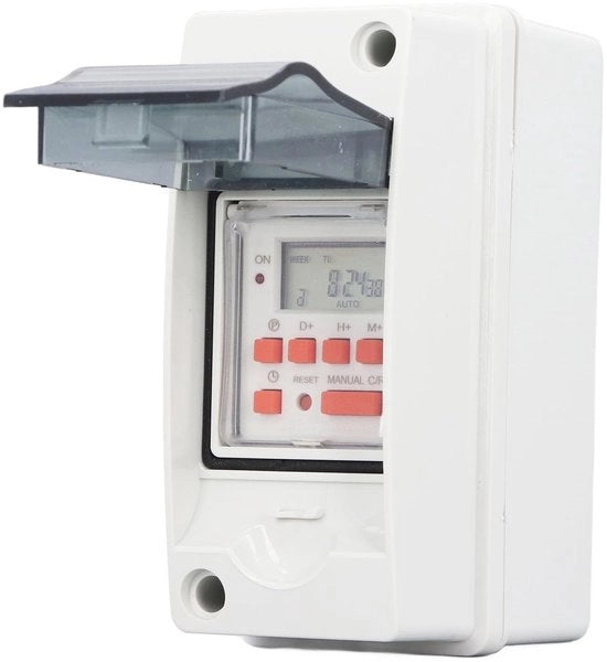 Tasca Programmabile Digitale - Impermeabile - Bianco - Pianificazione 7 Giorni - Ideale per Interno ed Esterno - AC85-265V