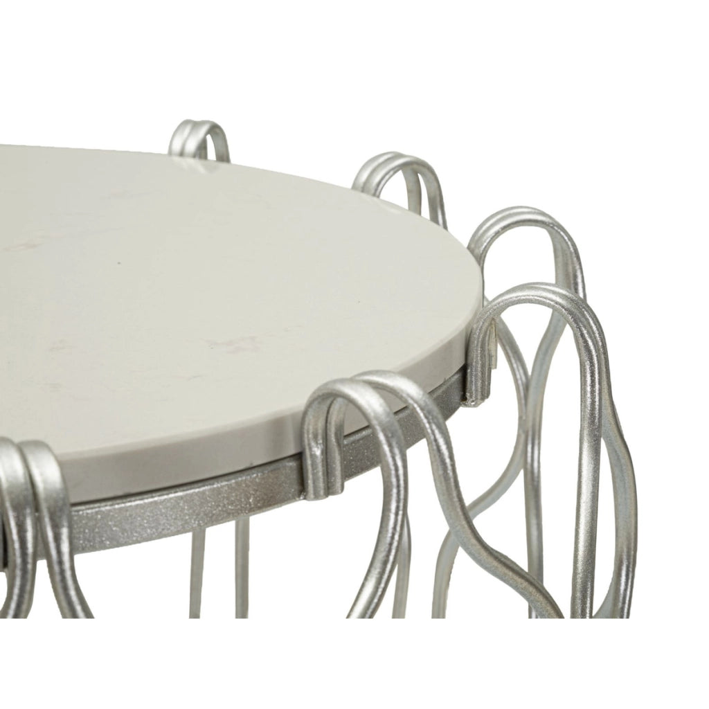 Tavolino VKH530, Argento, Marmo, 47,5x47,5x61,5 cm