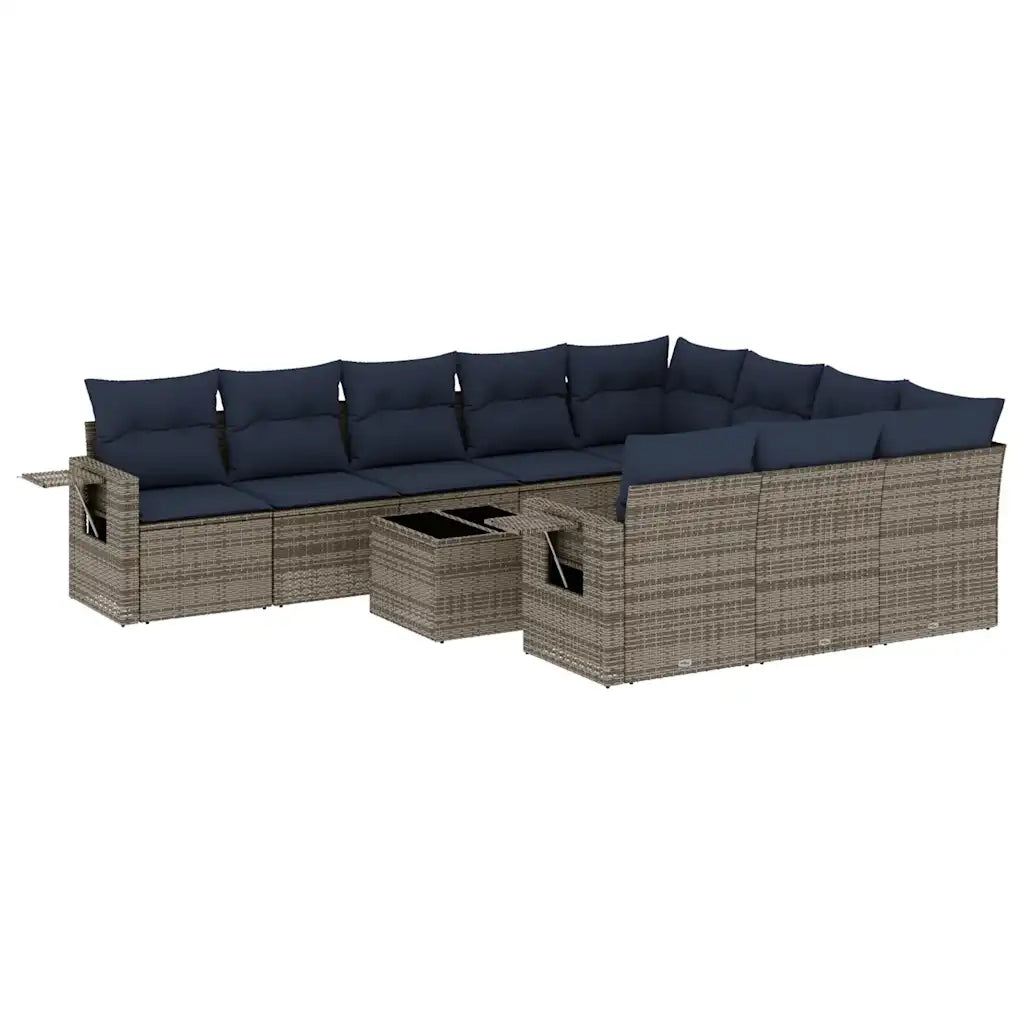Set Divani da Giardino 11 pz con Cuscini Grigio in Polyrattan 3220700