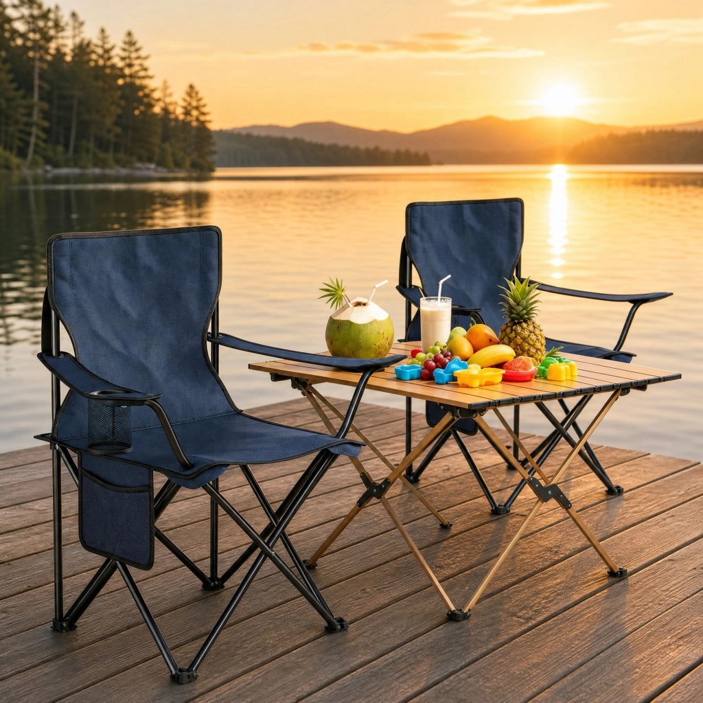 SEDIA DA CAMPEGGIO PIEGHEVOLE Set da 2 pezzi 47x76x80,5 cm Blu navy