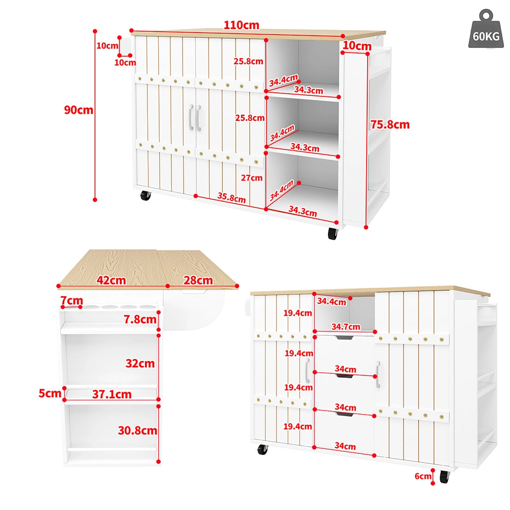 Isola cucina - Xylo - porte scorrevoli porta-spezie bianco