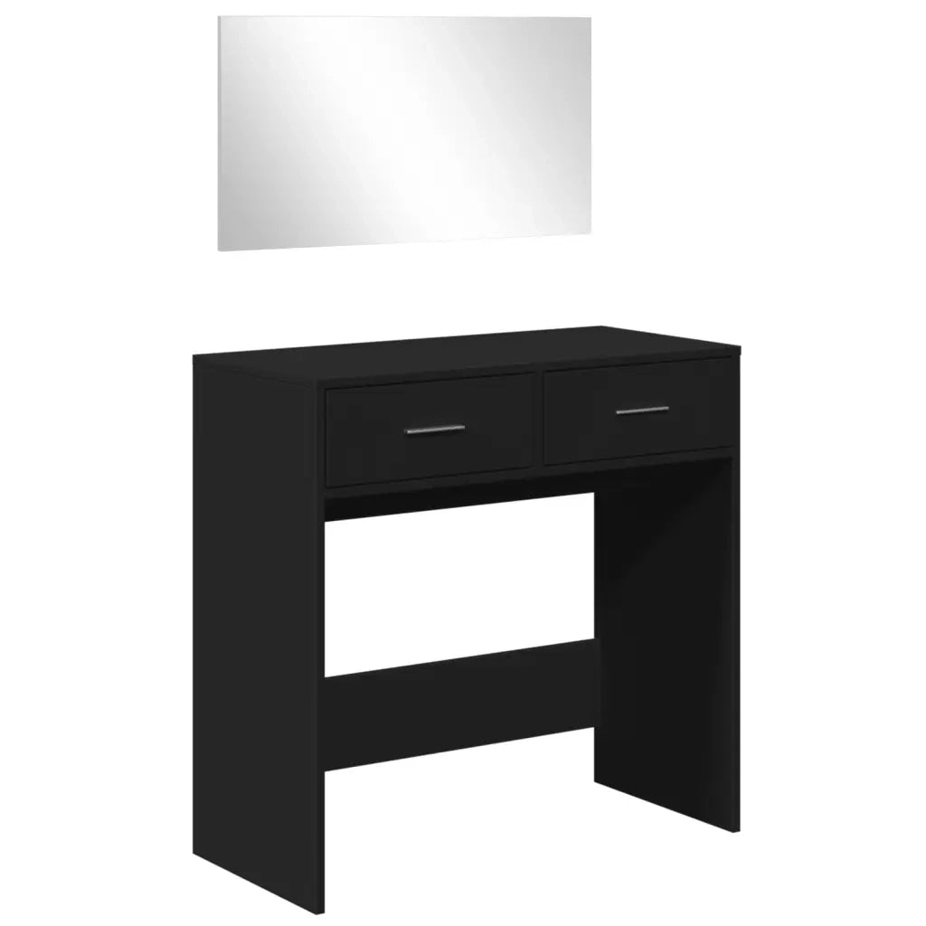 Toeletta | Tavolo da Trucco con Specchio Nero 80x39x80 cm