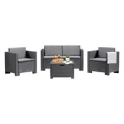 Set salotto da esterno Camisano, Salottino outdoor, Set da balcone o giardino, Composizione soggiorno per esterni, Made in Italy, Antracite