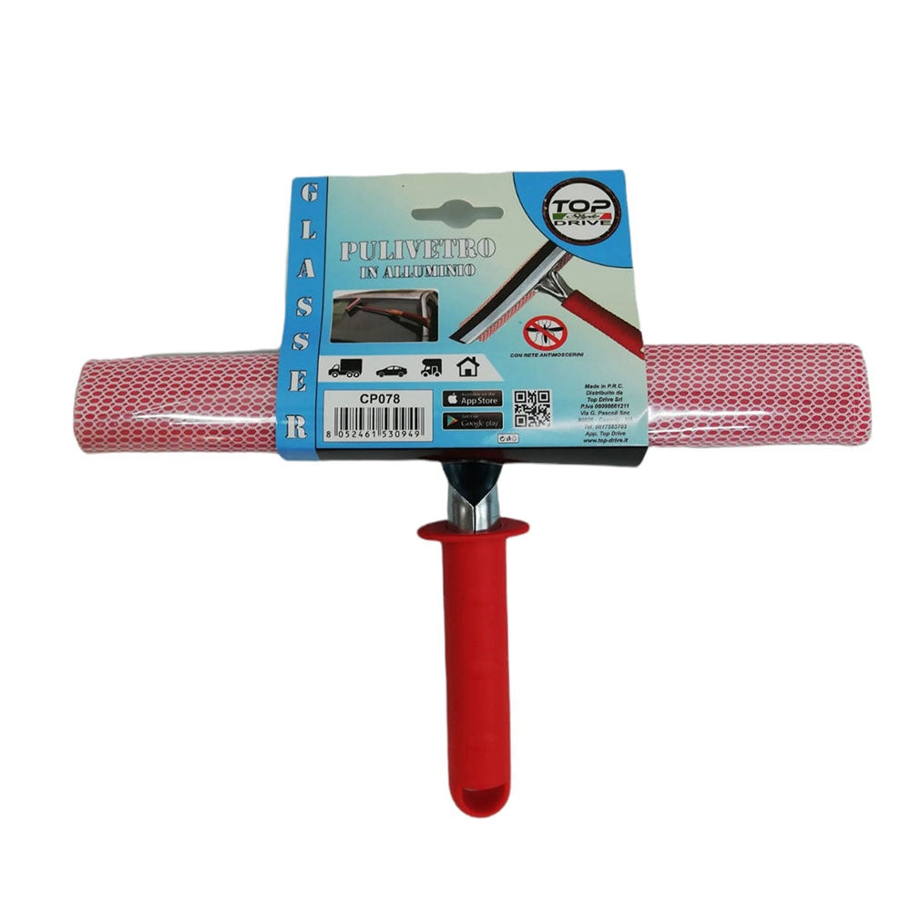 SPAZZOLA PULIVETRO PER AUTO 'GLASSER' con manico - cm 25 x 22  - Senza Marca