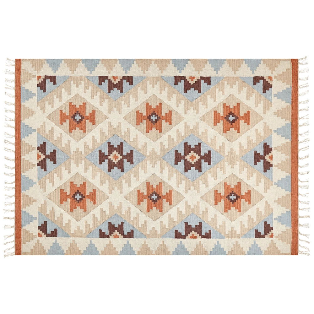 Tappeto Kilim in cotone multicolore 160 x 230 cm reversibile con motivo geometrico rettangolare Tradizionale