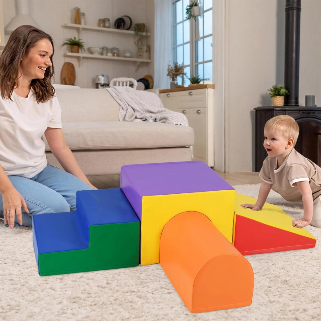 Set di blocchi in schiuma per arrampicarsi e gattonare per bambini, Set di giocattoli morbidi da interno per bambini Giallo-Giocattoli educativi