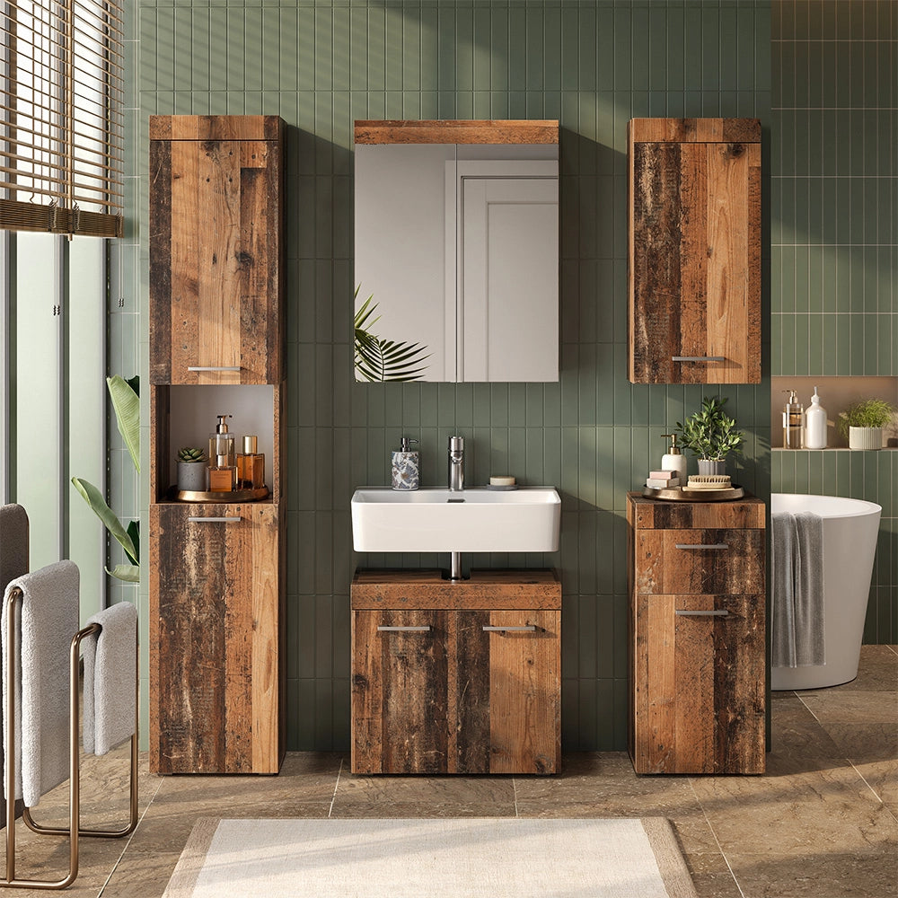 Vicco Set di mobili da bagno Oldstyle 3 parti, con colonna