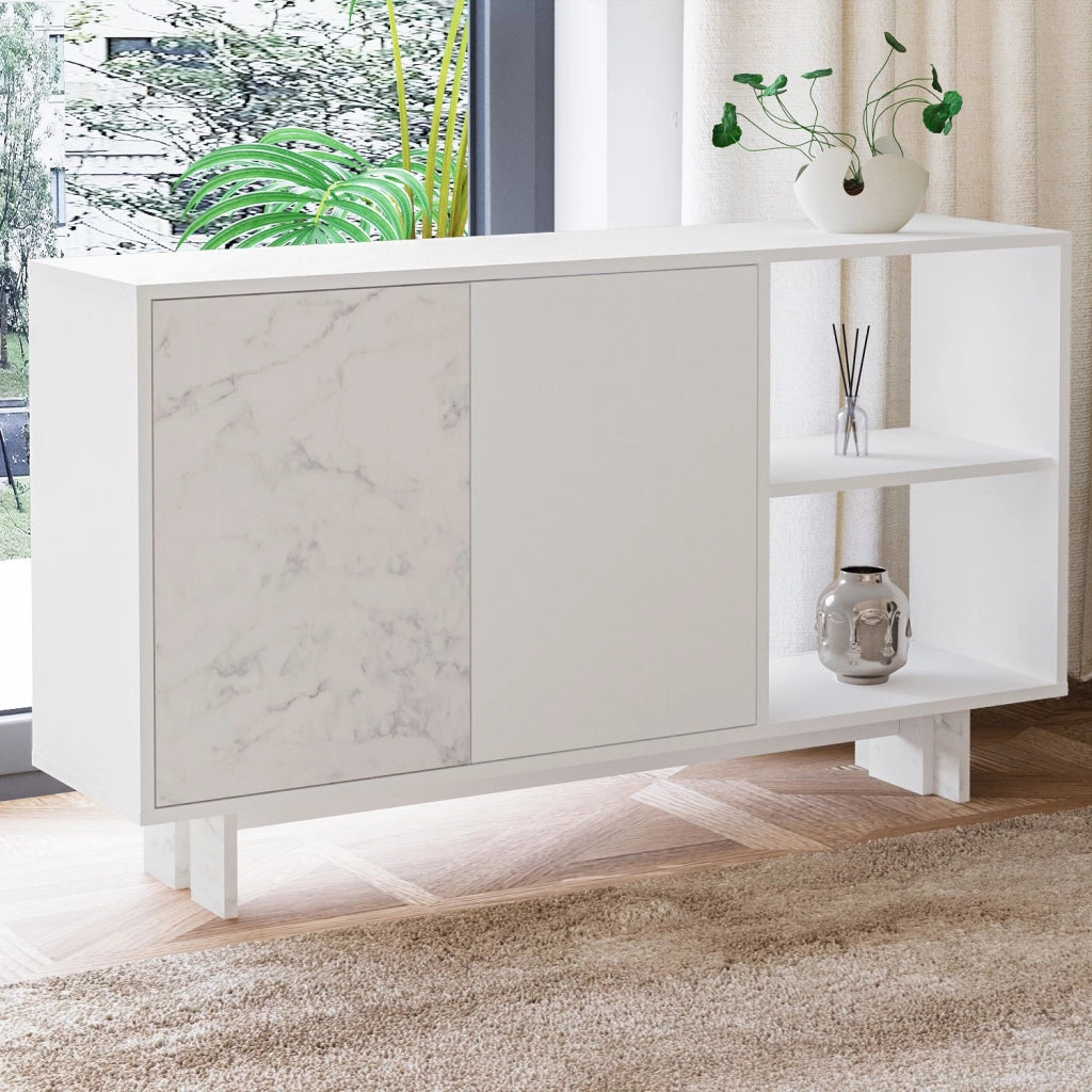Credenza in legno "Ravello" - 140 x 35 x 80 cm - Bianco