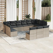 Set Divani Giardino 13 pz con Cuscini Grigio Chiaro Polyrattan 3218392