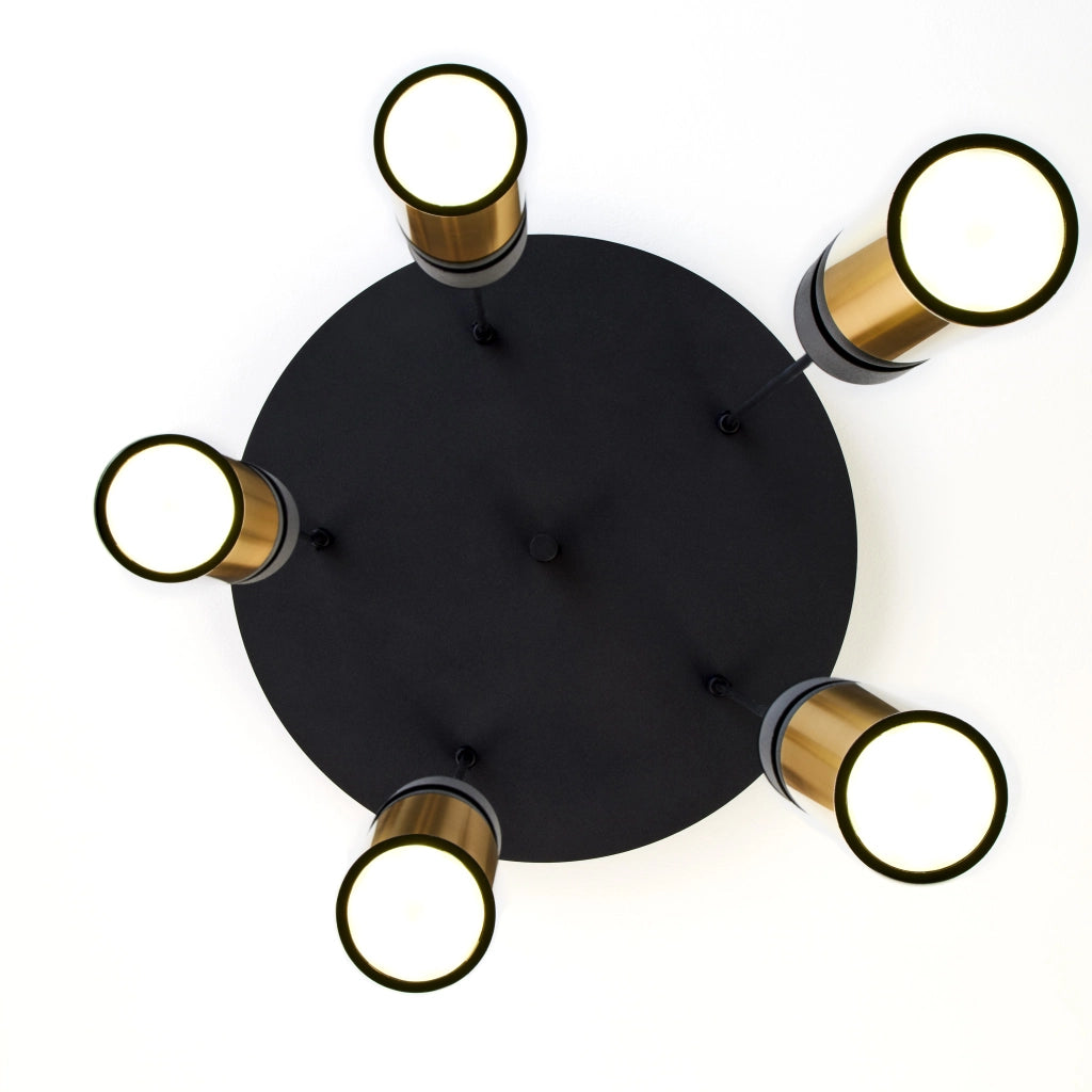 Lampadario moderno tondo Ø37 nero oro 5xGU10 Alas Jupiter