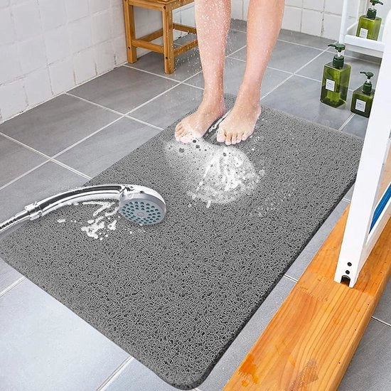 Matte antiscivolo per doccia - 40 x 80 cm - tappeto da bagno in PVC con massa d'aria e massaggio con fori di scarico - Grigio