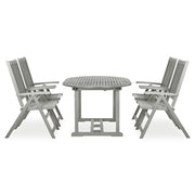 Set da pranzo da giardino 5 pz (150-200)x100 cm in legno massello di acacia grigio 3057907