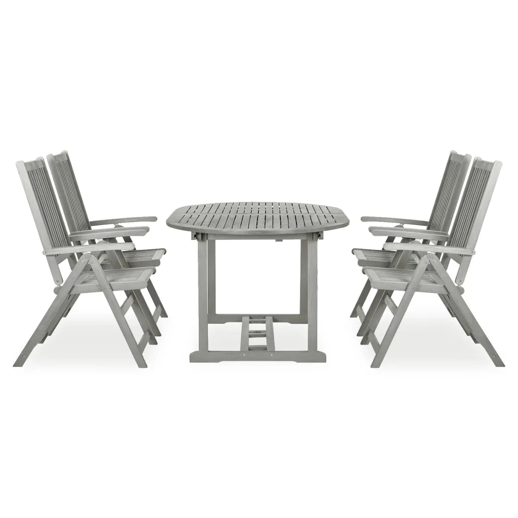 Set da pranzo da giardino 5 pz (150-200)x100 cm in legno massello di acacia grigio 3057907