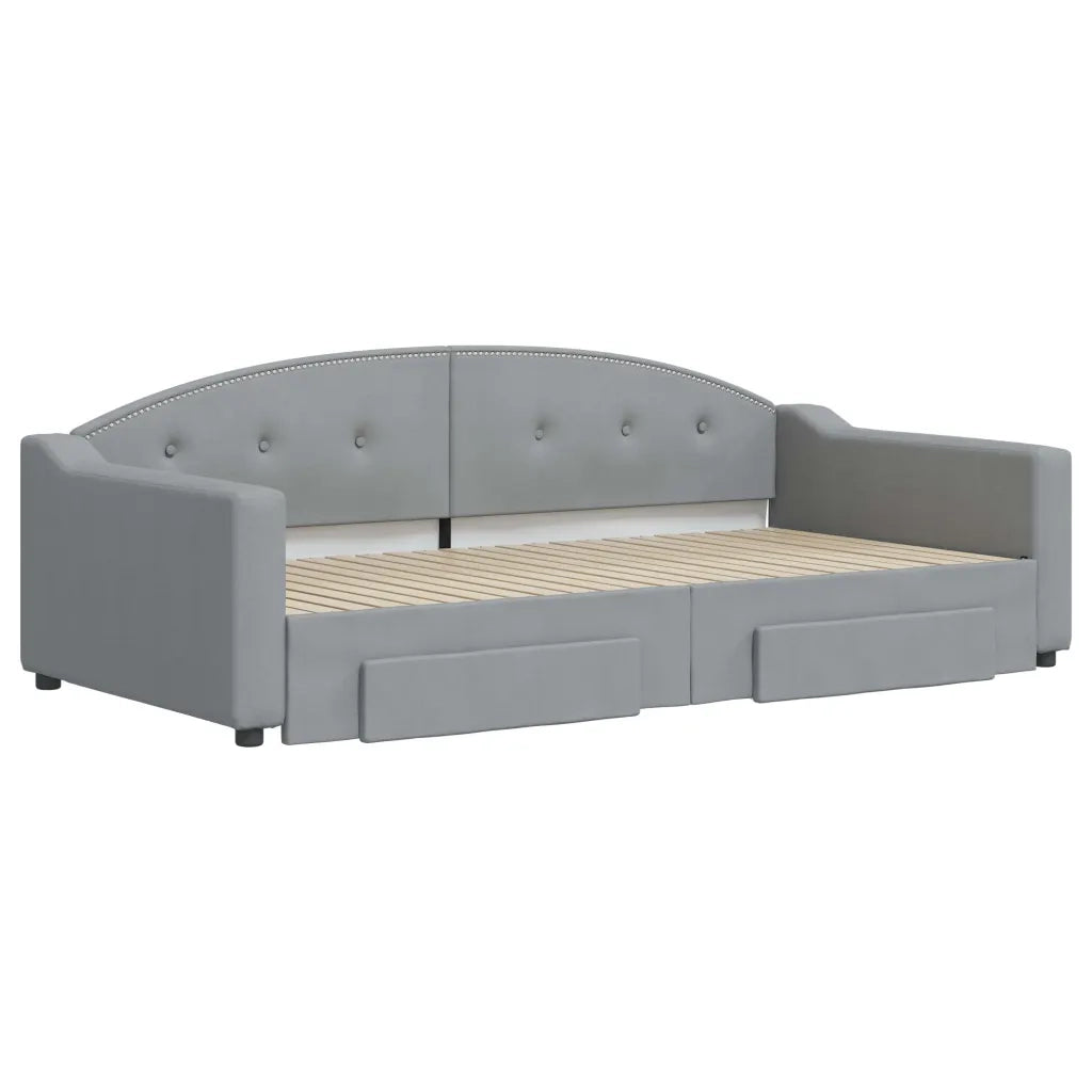 Divano Letto Estraibile Cassetti-Sofa Letto-Daybed Grigio Chiaro 100x200 Tessuto 371041