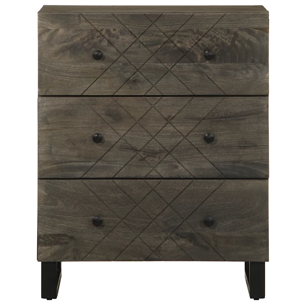 Credenza Nera 60x33x75 cm in Legno Massello di Mango 4017687