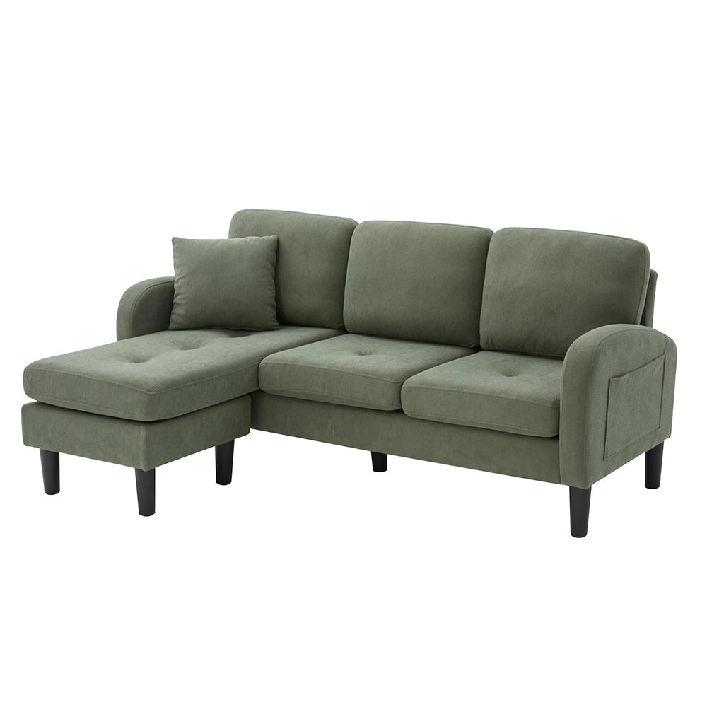 Divano angolare L con chaise longue - Xylo - 166x118x77 cm - Tessuto velluto coste design modulare