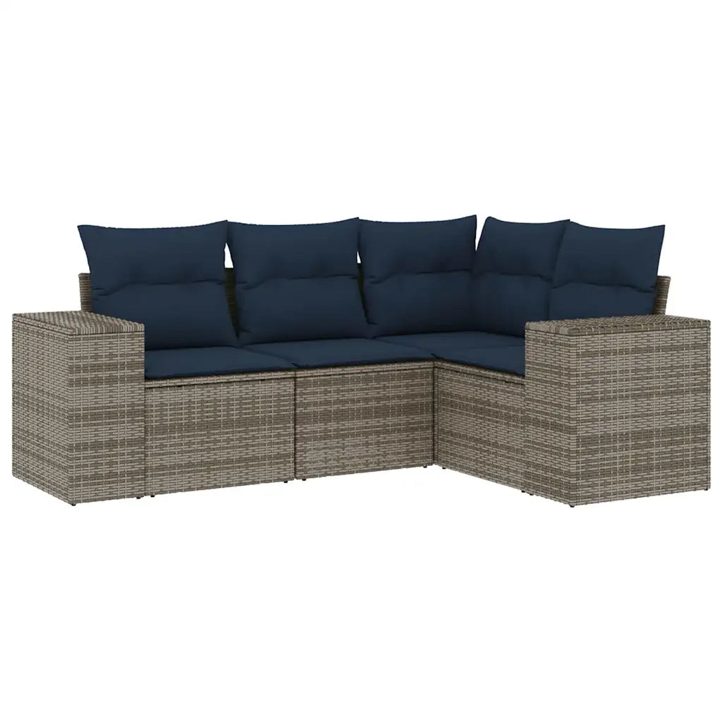 Salotto da Giardino-Set Divani da Giardino 4 pz con Cuscini Grigio in Polyrattan 916296