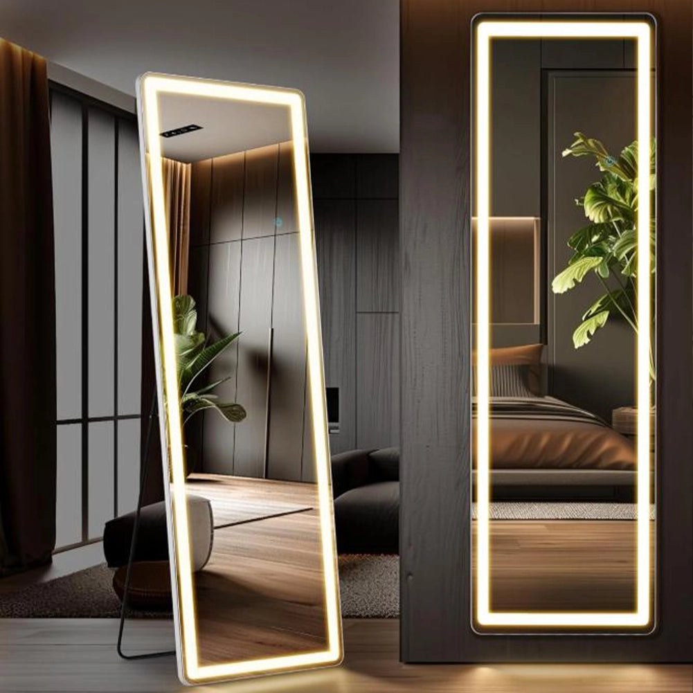 Specchio da terra grande figura intera con luci LED 160 x 50 cm Pulsante Touch