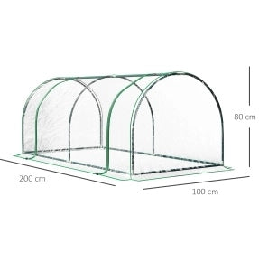 Serra da giardino con porta in acciaio e plastica verde 200 x 100 x 80 cm
