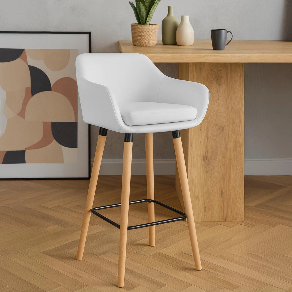 Sgabello Grant in pelle sintetica bianco