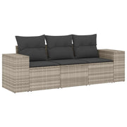 Set Divano da Giardino 3pz | Set Salotto da Giardino con Cuscini Grigio Chiaro Polyrattan