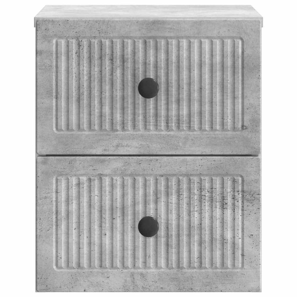 Mobiletto da notte a muro con cassetto 2 pcs Grigio Cemento 897962
