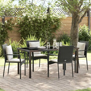 Set da Pranzo per Giardino con cuscino 5 pcs Nero polyrattan